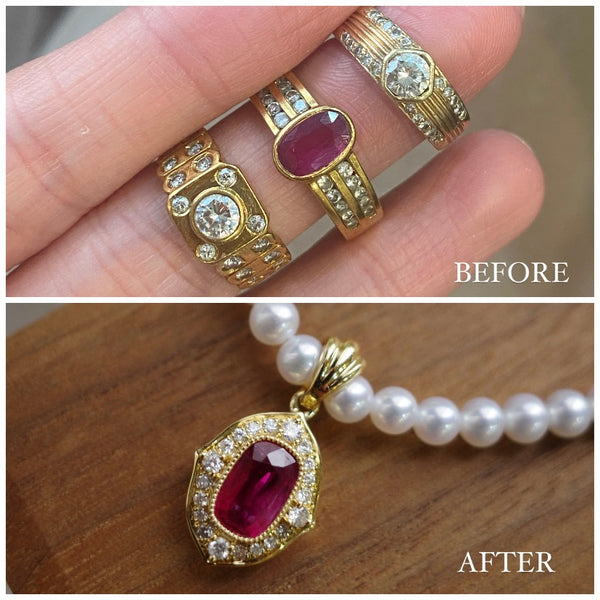 Vintage Halo Pendant・Ruby & Diamond
