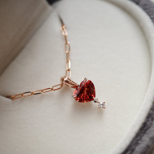 BESPOKE JEWELLERY・18K ROSE/ WHITE GOLD RED SPINEL DIAMOND PENDANT
