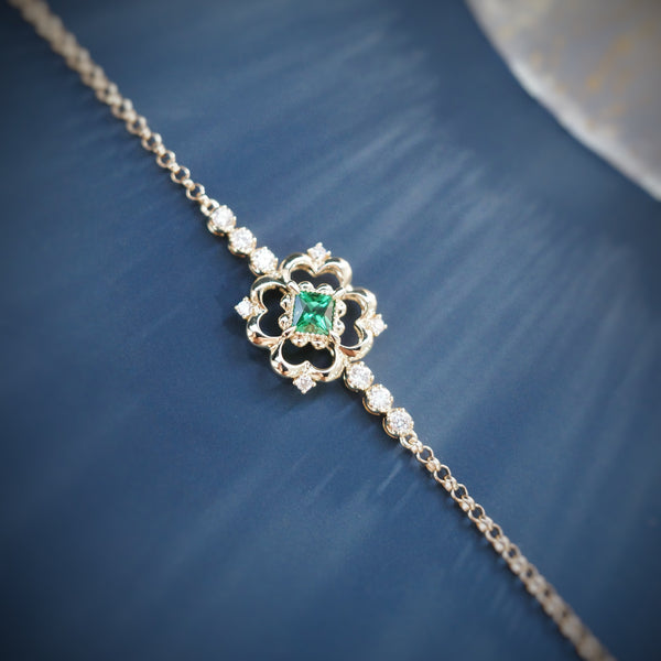 14K Champagne Gold Tsavorite & Diamond Bracelet