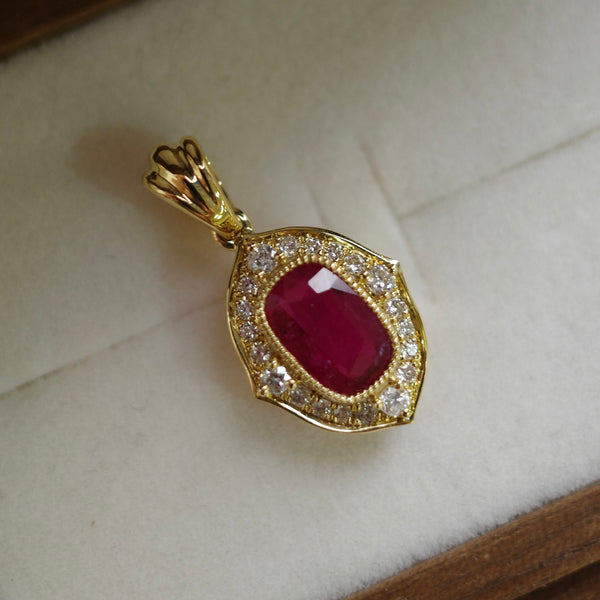 Vintage Halo Pendant・Ruby & Diamond