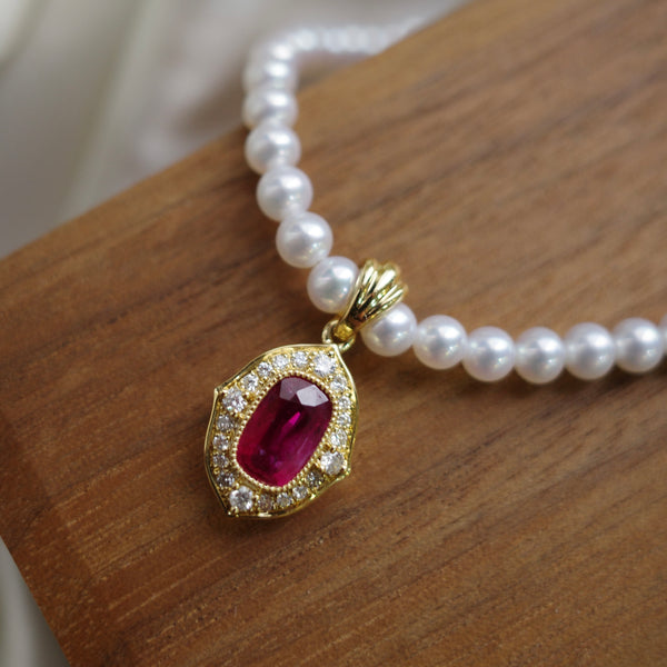 Vintage Halo Pendant・Ruby & Diamond