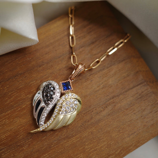 The Phoenix Pendant・Black Diamond/ White Diamond & Blue sapphire