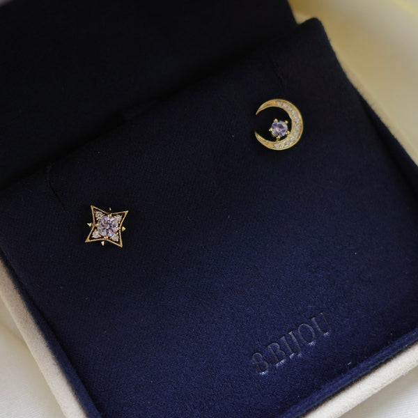 8 Star Earrings・Silver Blue Sapphire & Diamond