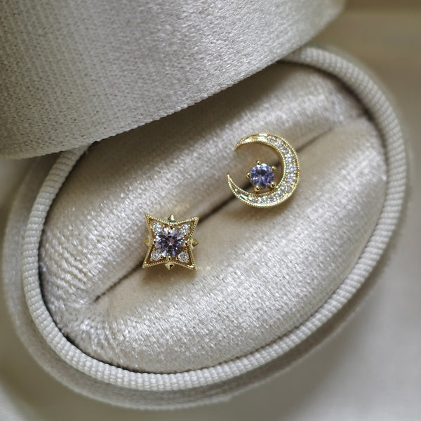 8 Star Earrings・Silver Blue Sapphire & Diamond