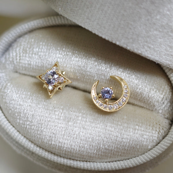 8 Star Earrings・Silver Blue Sapphire & Diamond