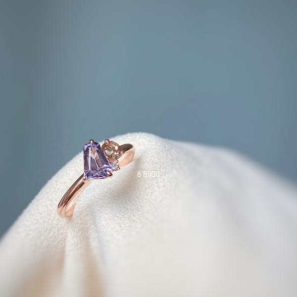 VINTAGE BUBBLE・18K ROSE GOLD LAVENDER SPINEL & FANCY DIAMOND RING (4711259537507)