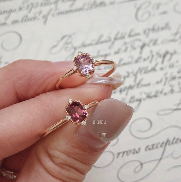 PETITE VINTAGE・18K ROSE GOLD SPINEL & DIAMOND RING (4688651026531)