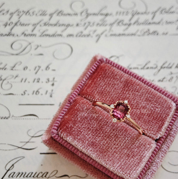 PETITE VINTAGE・18K ROSE GOLD RED SPINEL & DIAMOND RING (4688708501603)