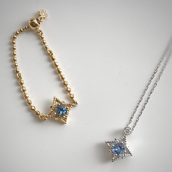8 STAR・18K GOLD SAPPHIRE & DIAMOND NECKLACE