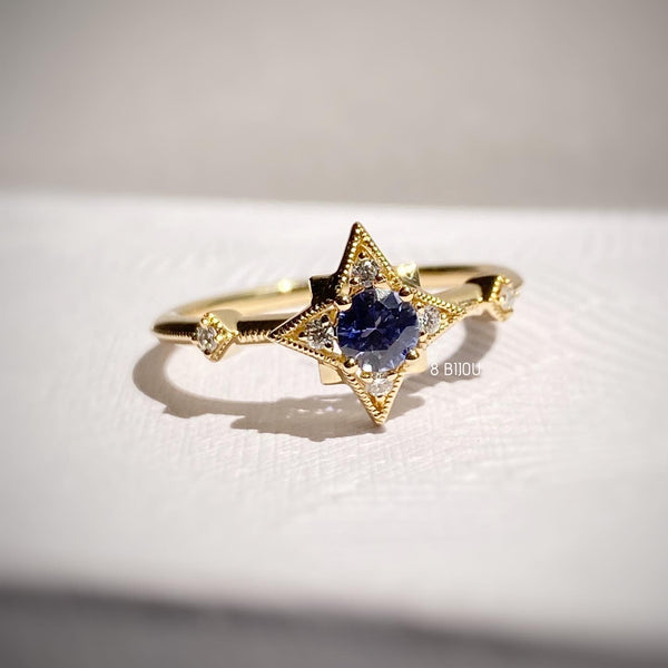 8 Star Ring・Blue Sapphire & Diamond